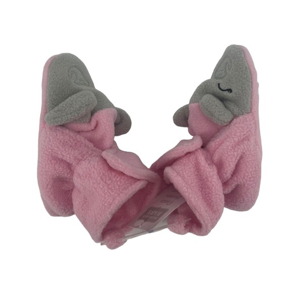 NWT Hudson Baby Pink Gray Elephant Fleece Booty Slippers Size 18-24 Months - Picture 2 of 6